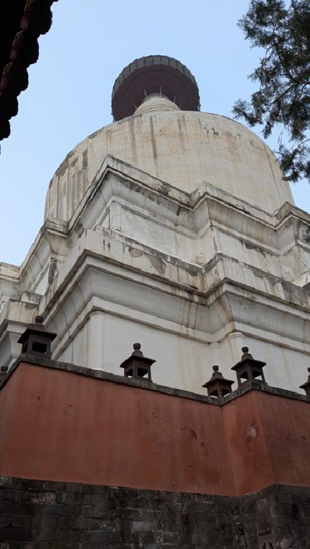 Close up of the stained white Chaitya.
